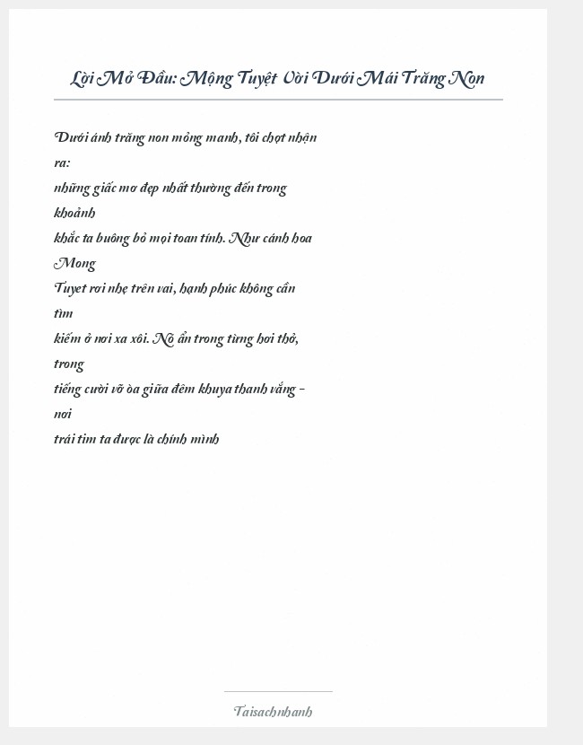 Trích đoạn Mộng Tuyệt Vời Dưới Mái Trăng Non