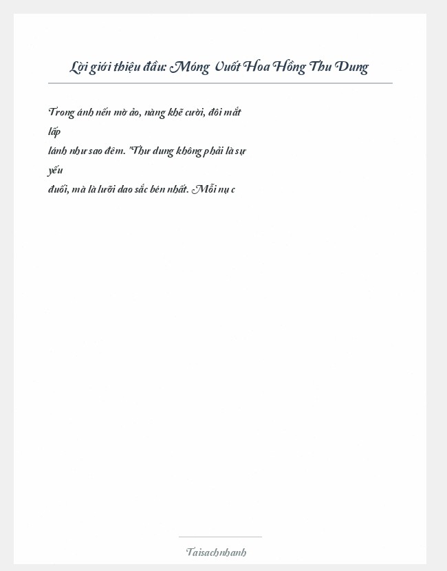 Trích đoạn Móng Vuốt Hoa Hồng Thu Dung