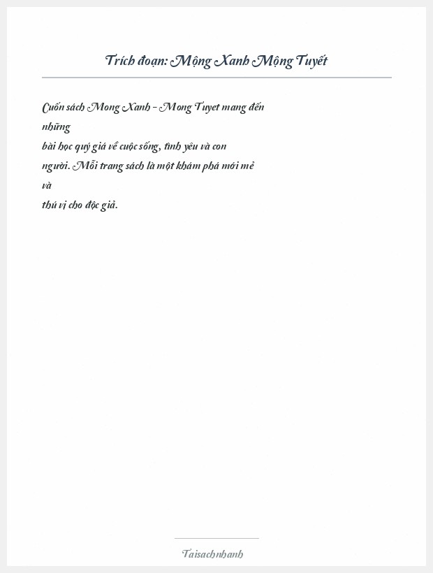 Trích đoạn Mộng Xanh Mộng Tuyết