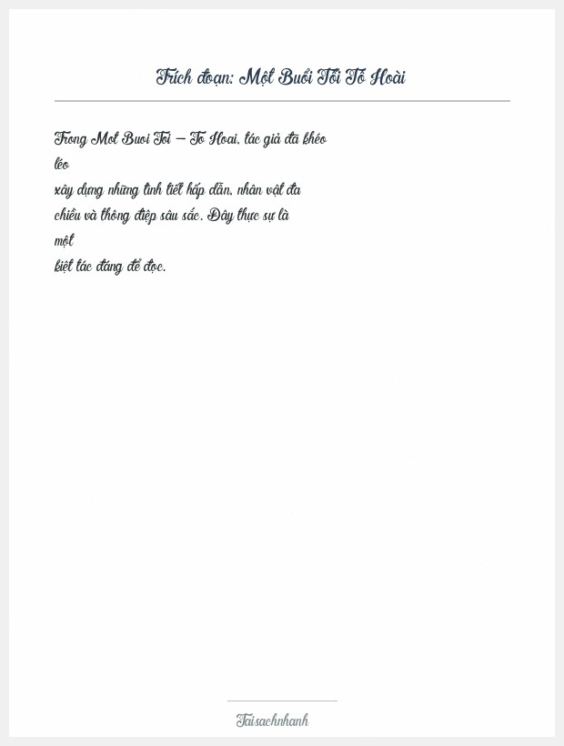 Trích đoạn Một Buổi Tối Tô Hoài