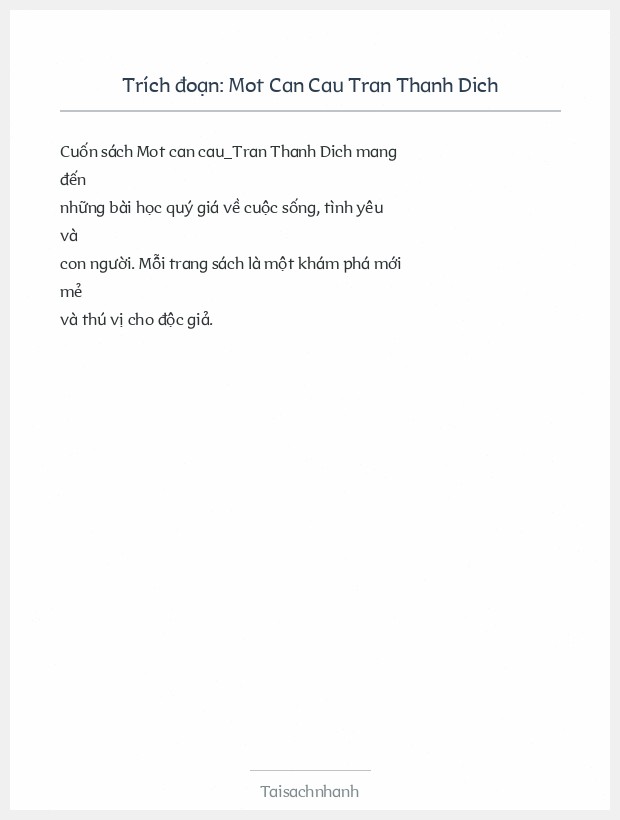Trích đoạn Mot Can Cau Tran Thanh Dich
