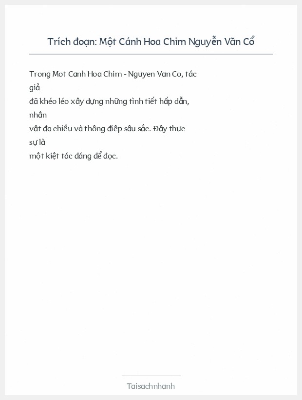 Trích đoạn Một Cánh Hoa Chim Nguyễn Văn Cổ