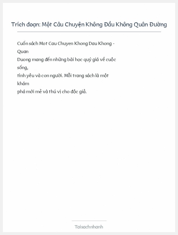 Trích đoạn Một Câu Chuyện Không Đầu Không Quân Đường