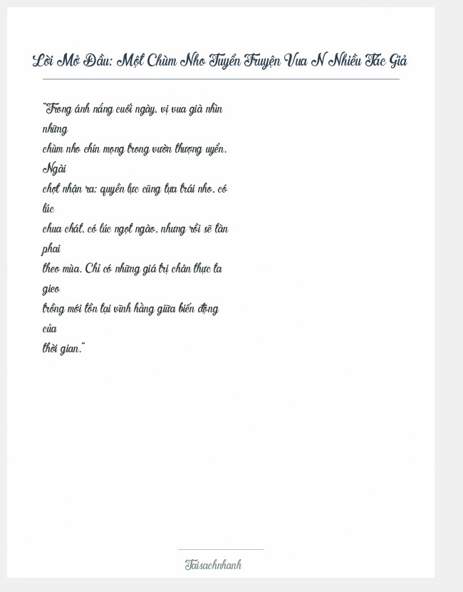 Trích đoạn Một Chùm Nho Tuyển Truyện Vua N Nhiều Tác Giả