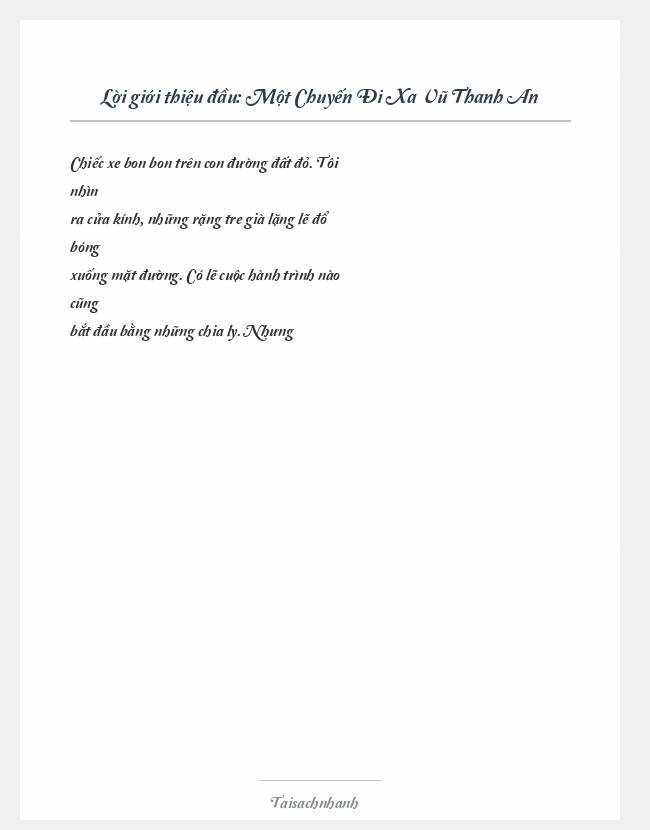 Trích đoạn Một Chuyến Đi Xa Vũ Thanh An
