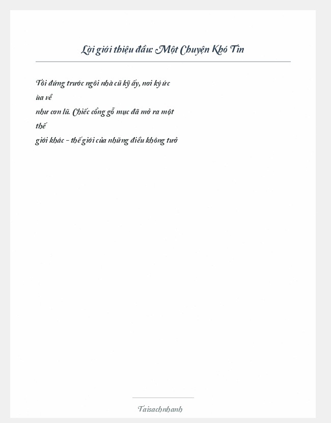 Trích đoạn Một Chuyện Khó Tin
