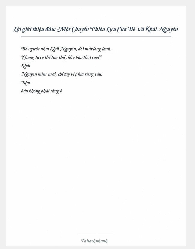 Trích đoạn Một Chuyến Phiêu Lưu Của Bé Và Khải Nguyên