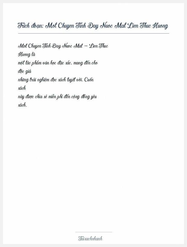 Trích đoạn Mot Chuyen Tinh Day Nuoc Mat Lien Thuc Huong