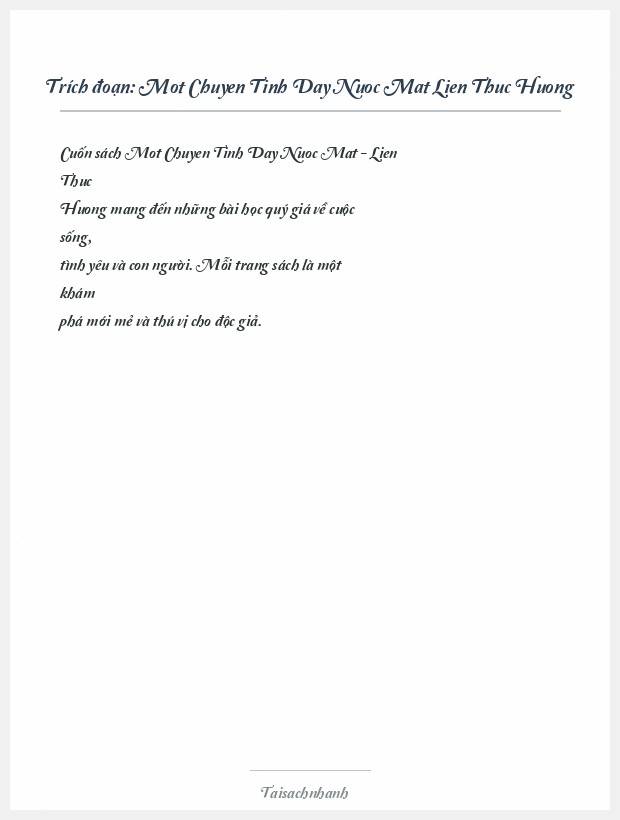 Trích đoạn Mot Chuyen Tinh Day Nuoc Mat Lien Thuc Huong