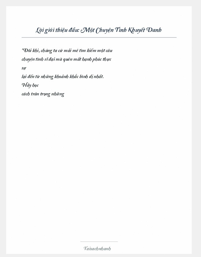 Trích đoạn Một Chuyện Tình Khuyết Danh