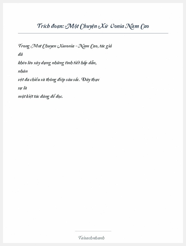 Trích đoạn Một Chuyện Xứ Vonia Nam Cao