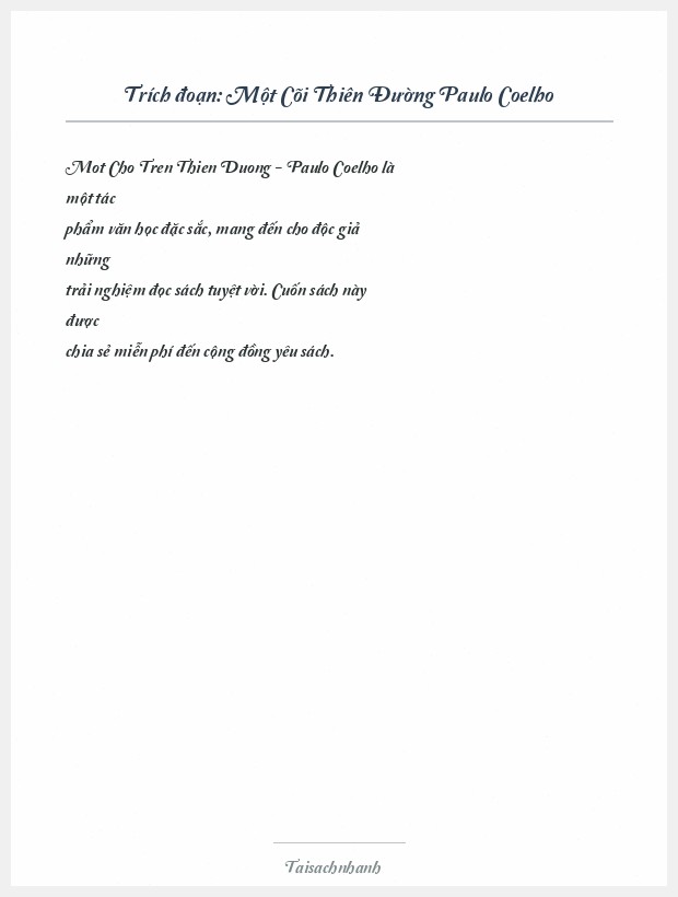 Trích đoạn Một Cõi Thiên Đường Paulo Coelho