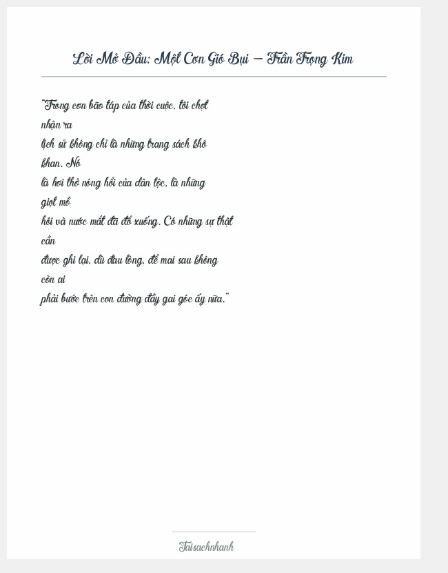 Trích đoạn Một Cơn Gió Bụi - Trần Trọng Kim