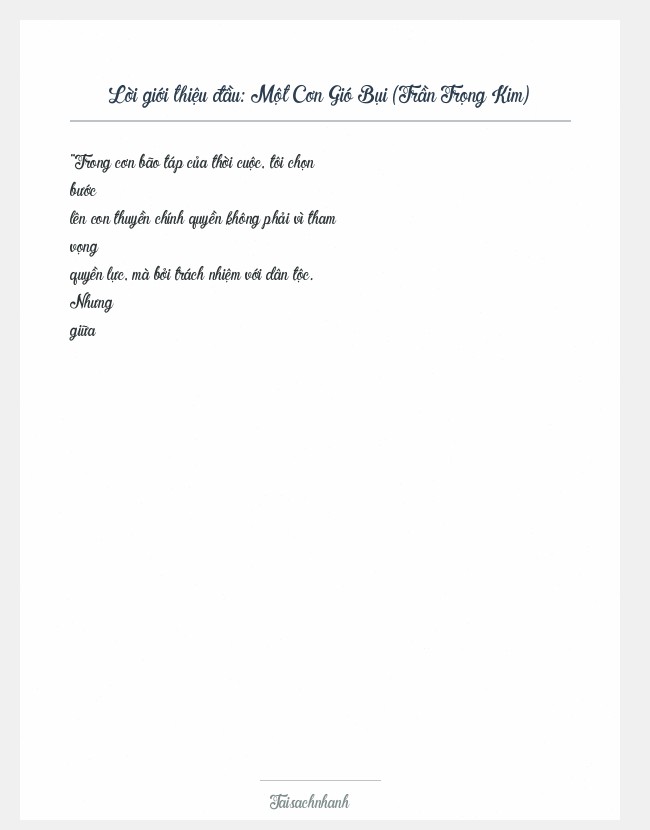 Trích đoạn Một Cơn Gió Bụi (Trần Trọng Kim)