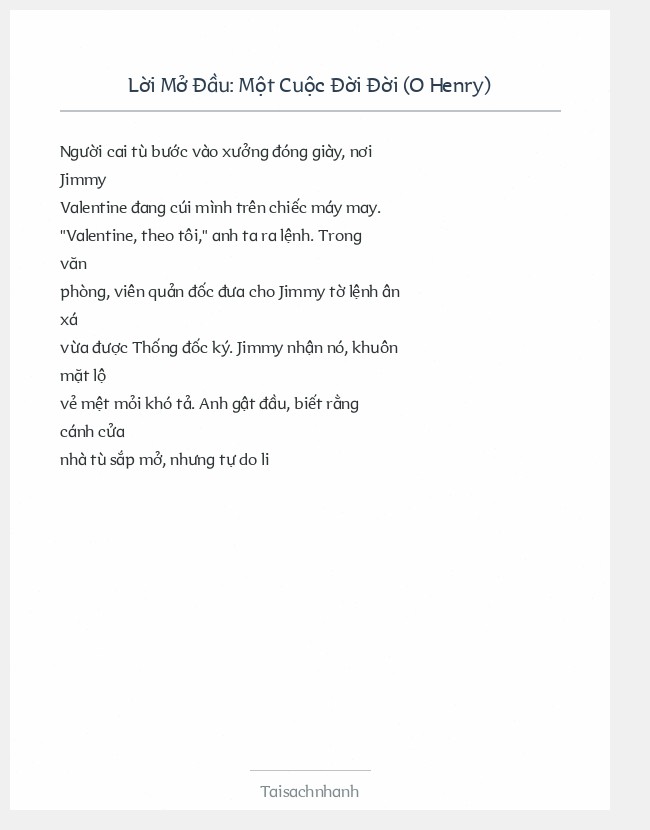 Trích đoạn Một Cuộc Đời Đời (O Henry)