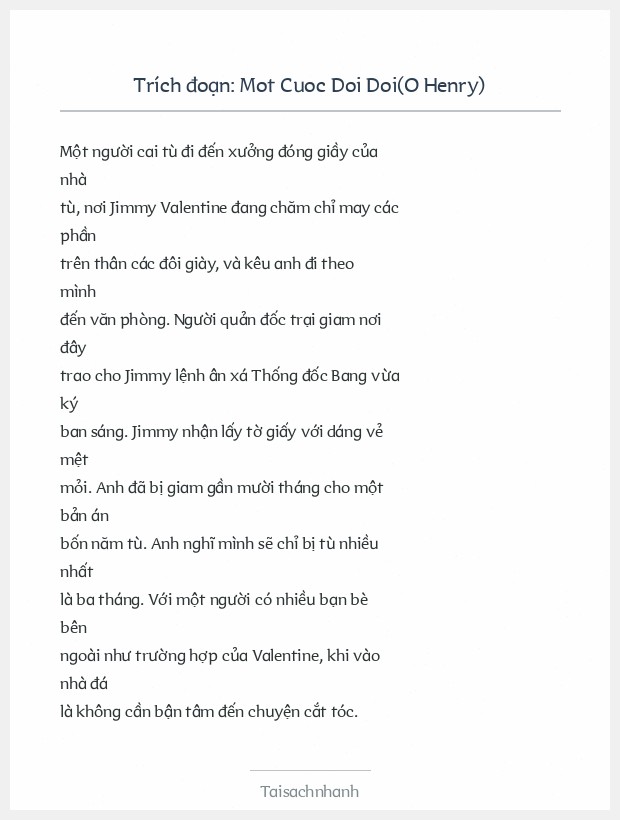 Trích đoạn Mot Cuoc Doi Doi(O Henry)