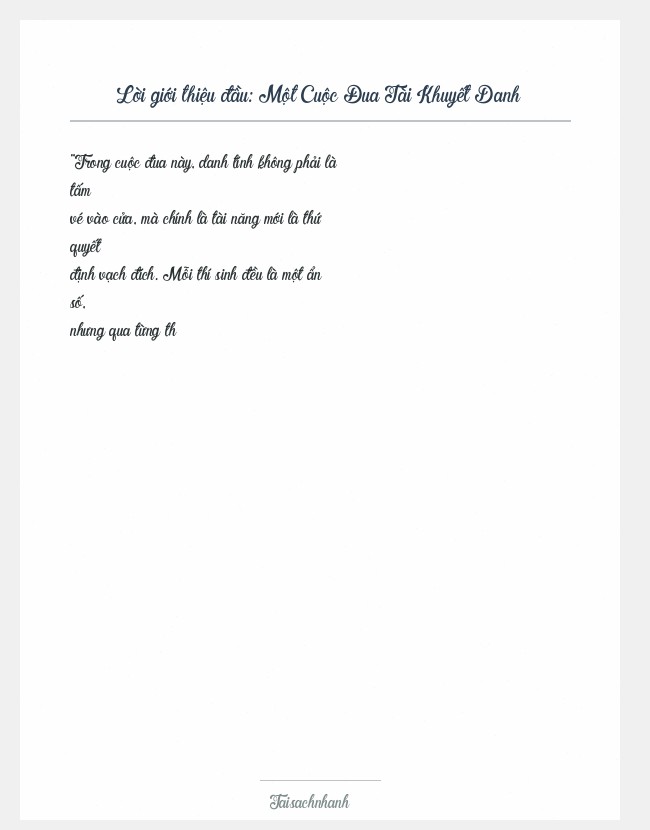 Trích đoạn Một Cuộc Đua Tài Khuyết Danh