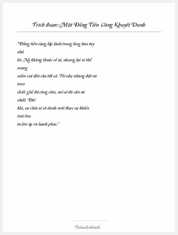Trích đoạn Một Đồng Tiền Vàng Khuyết Danh