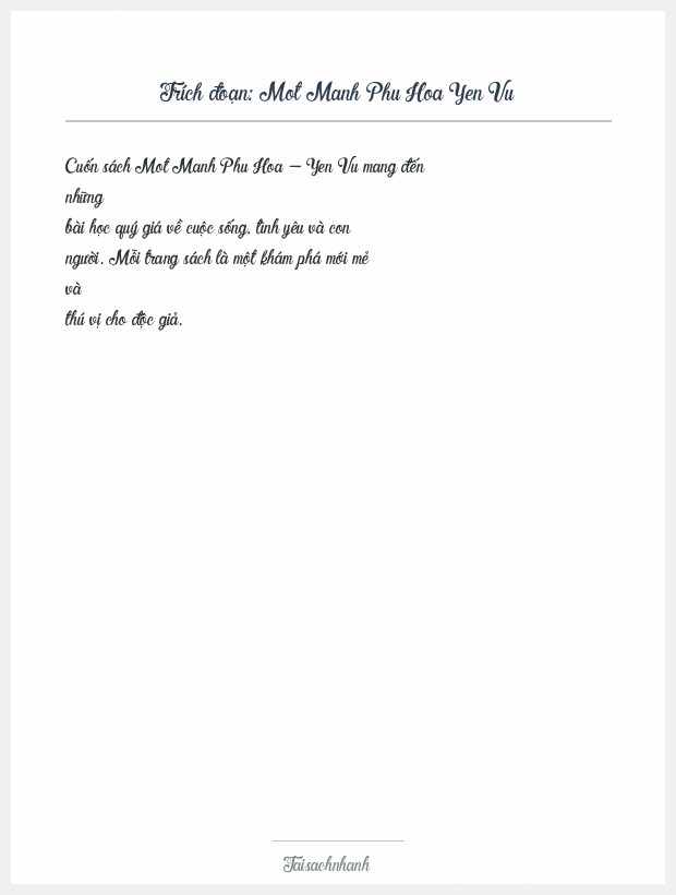 Trích đoạn Mot Manh Phu Hoa Yen Vu