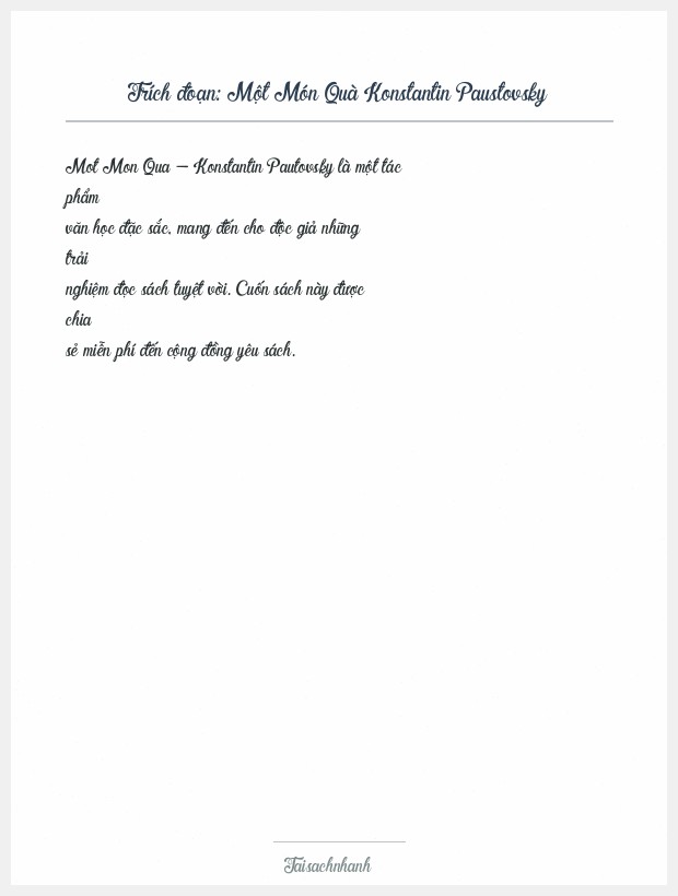 Trích đoạn Một Món Quà Konstantin Paustovsky