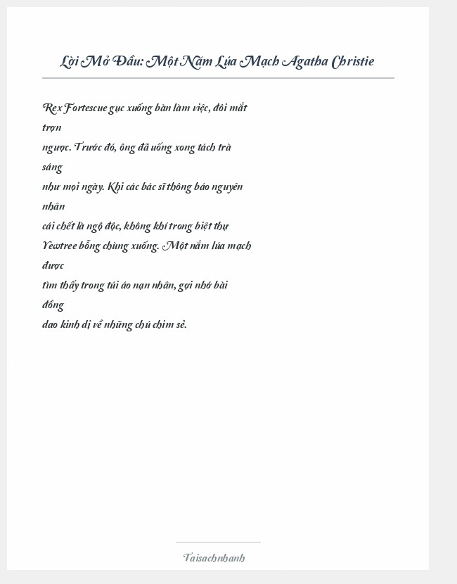 Trích đoạn Một Năm Lúa Mạch Agatha Christie