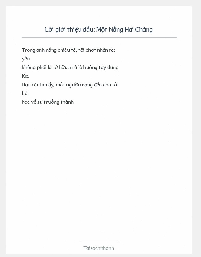 Trích đoạn Một Nắng Hai Chàng