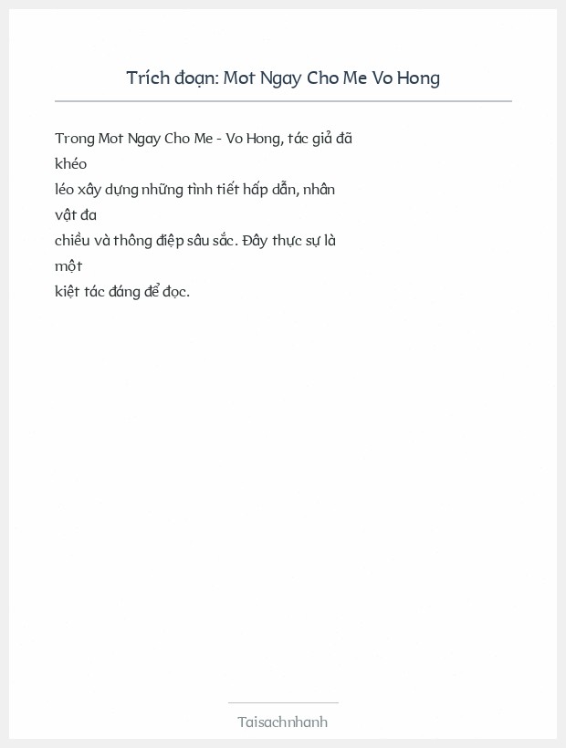 Trích đoạn Mot Ngay Cho Me Vo Hong