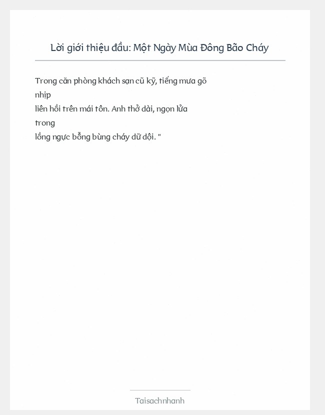 Trích đoạn Một Ngày Mùa Đông Bão Cháy