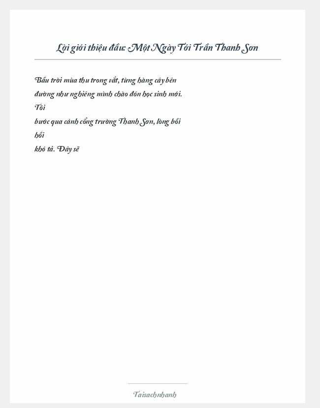 Trích đoạn Một Ngày Tới Trần Thanh Sơn