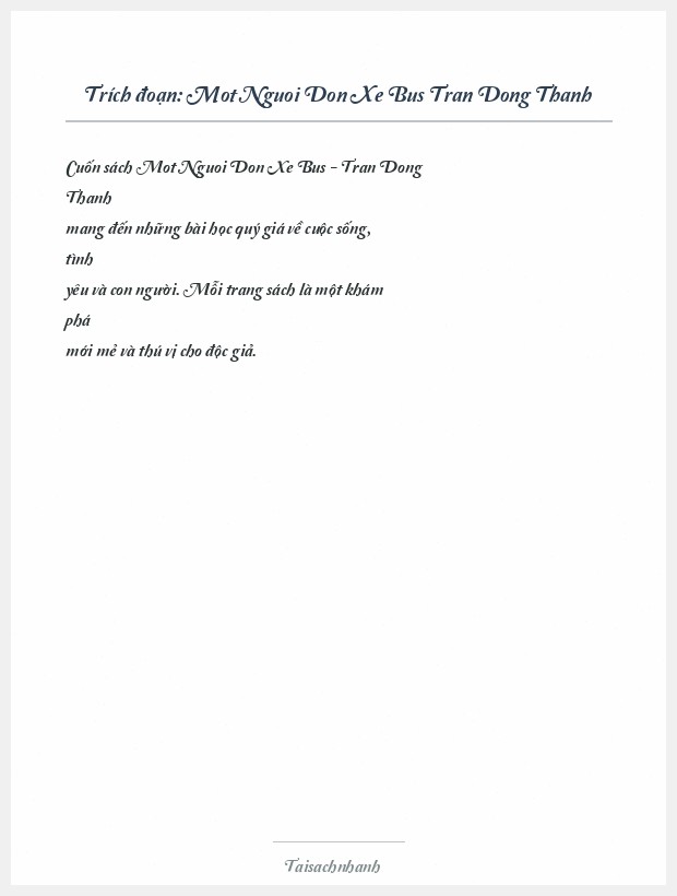 Trích đoạn Mot Nguoi Don Xe Bus Tran Dong Thanh