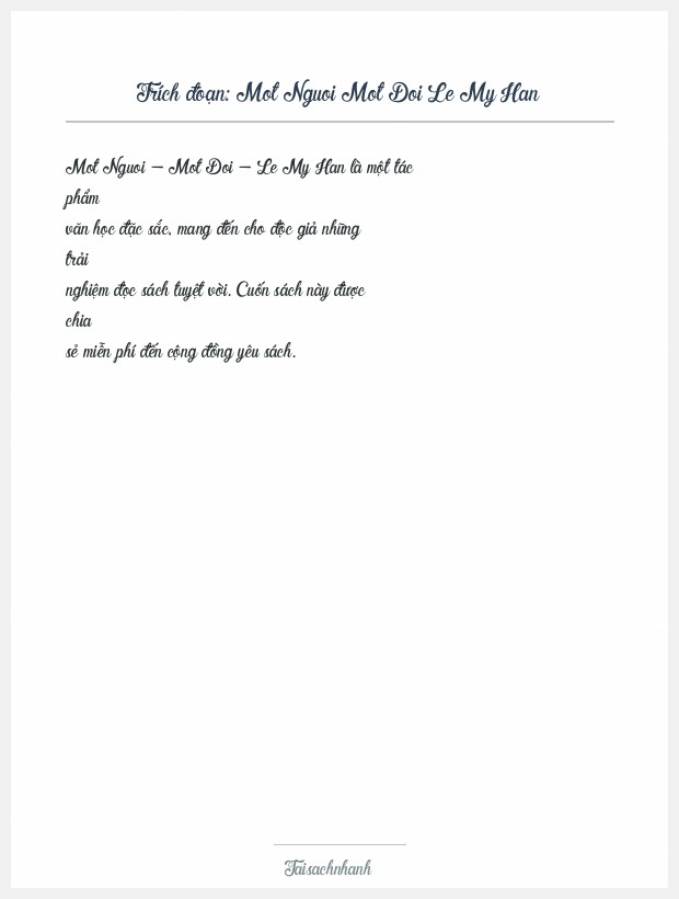 Trích đoạn Mot Nguoi Mot Doi Le My Han
