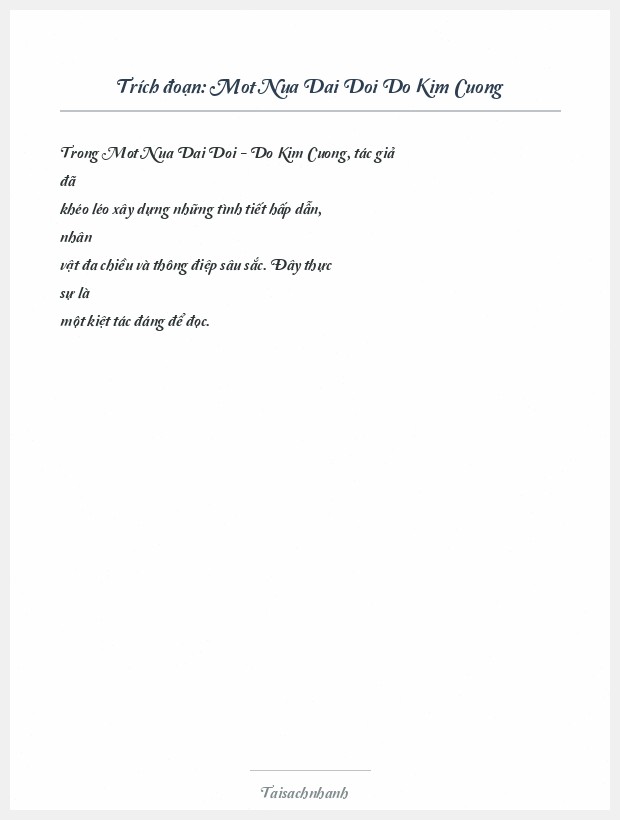 Trích đoạn Mot Nua Dai Doi Do Kim Cuong