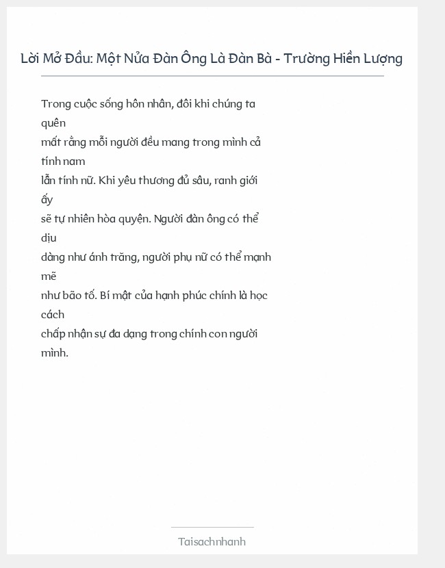 Trích đoạn Một Nửa Đàn Ông Là Đàn Bà - Trường Hiền Lượng