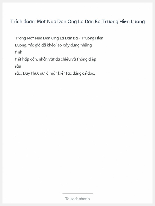 Trích đoạn Mot Nua Dan Ong La Dan Ba Truong Hien Luong