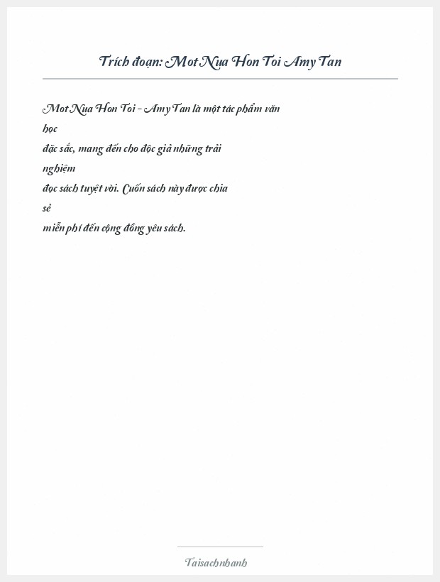 Trích đoạn Mot Nua Hon Toi Amy Tan