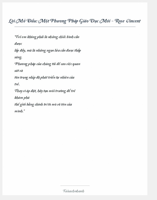 Trích đoạn Một Phương Pháp Giáo Dục Mới - Rose Vincent