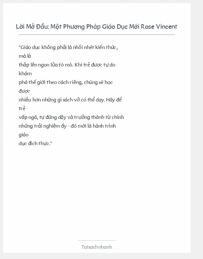 Trích đoạn Một Phương Pháp Giáo Dục Mới Rose Vincent
