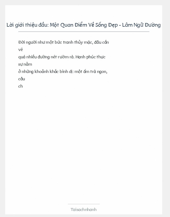 Trích đoạn Một Quan Điểm Về Sống Đẹp - Lâm Ngữ Đường