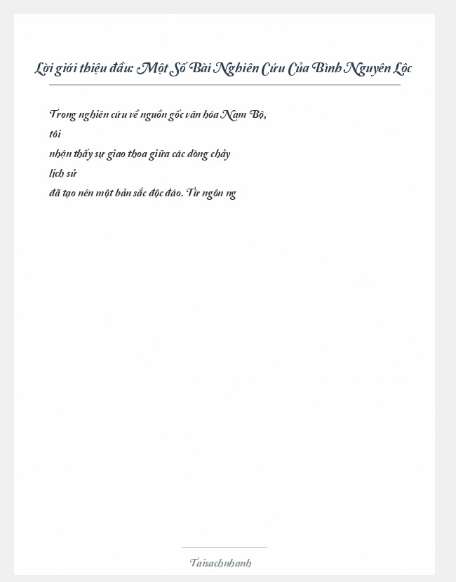 Trích đoạn Một Số Bài Nghiên Cứu Của Bình Nguyên Lộc