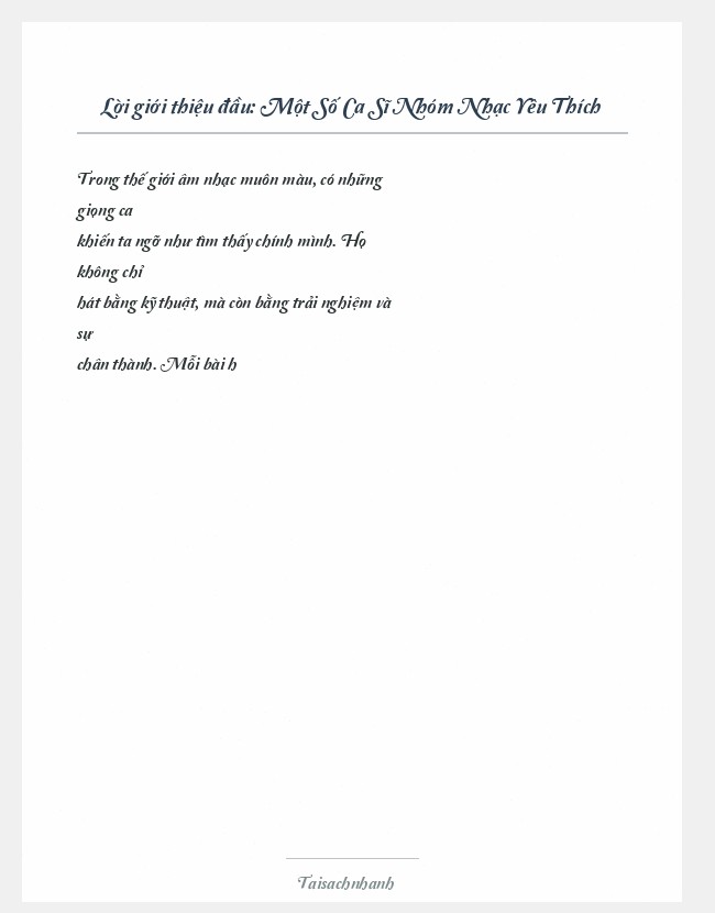 Trích đoạn Một Số Ca Sĩ Nhóm Nhạc Yêu Thích