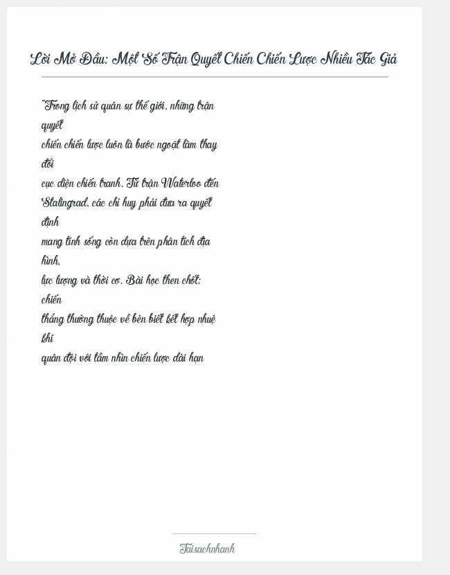 Trích đoạn Một Số Trận Quyết Chiến Chiến Lược Nhiều Tác Giả