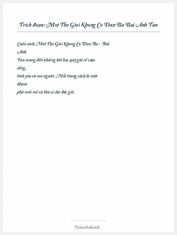 Trích đoạn Mot The Gioi Khong Co Dan Ba Bui Anh Tan