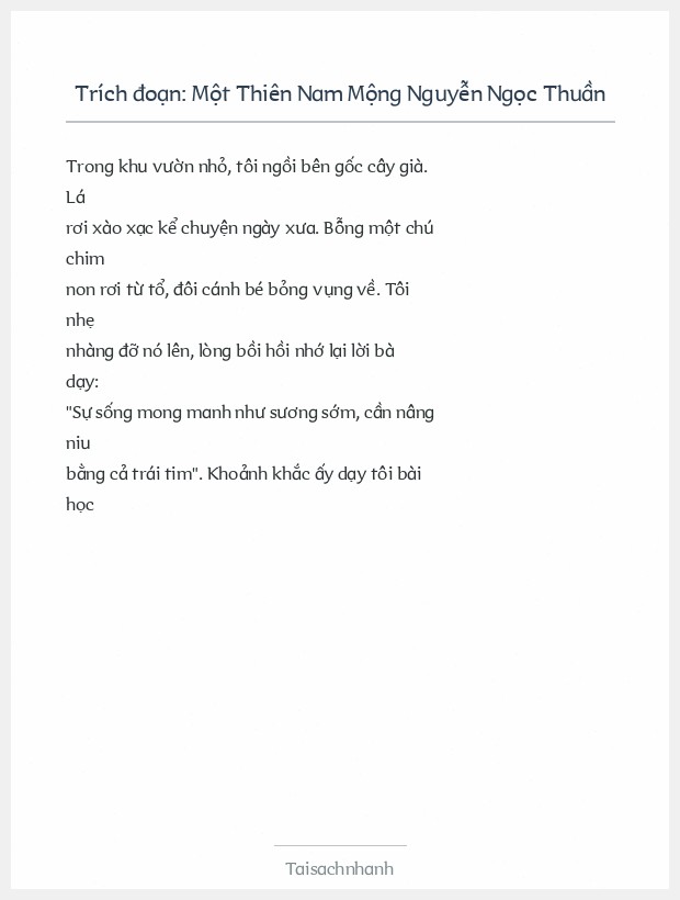 Trích đoạn Một Thiên Nam Mộng Nguyễn Ngọc Thuần