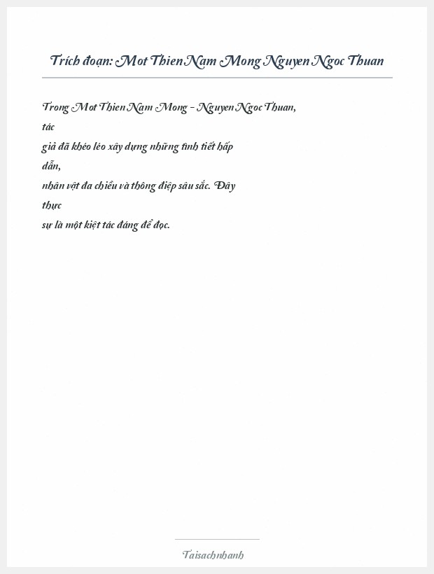 Trích đoạn Mot Thien Nam Mong Nguyen Ngoc Thuan