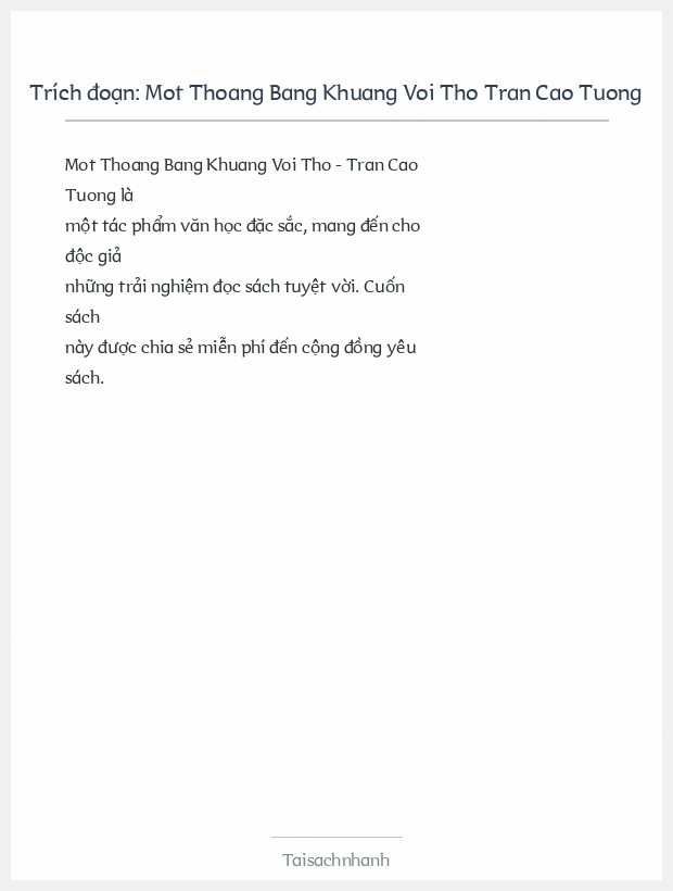 Trích đoạn Mot Thoang Bang Khuang Voi Tho Tran Cao Tuong