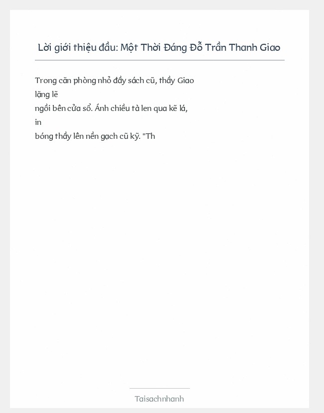 Trích đoạn Một Thời Đáng Đỗ Trần Thanh Giao