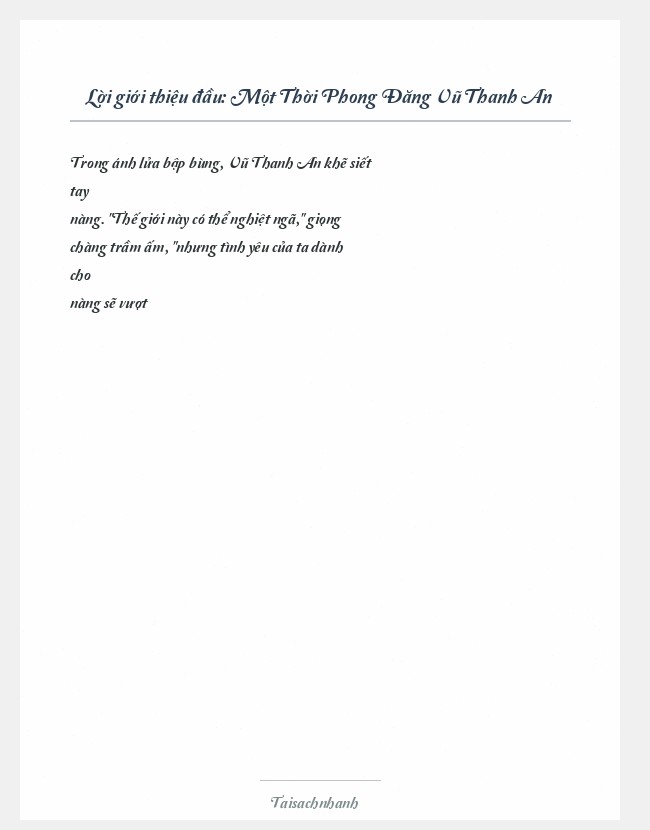 Trích đoạn Một Thời Phong Đăng Vũ Thanh An