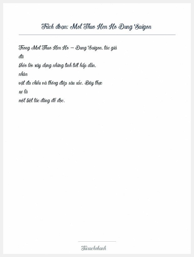 Trích đoạn Mot Thuo Hen Ho Dung Saigon