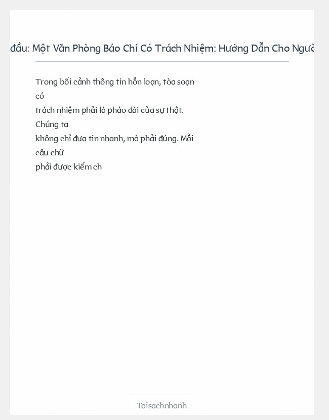 Trích đoạn Một Văn Phòng Báo Chí Có Trách Nhiệm: Hướng Dẫn Cho Người Trong Cuộc