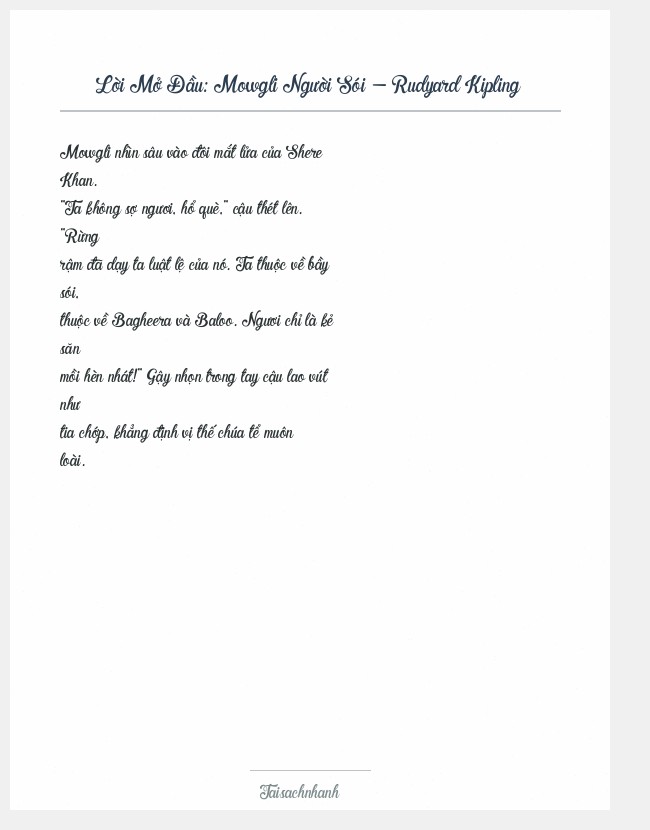 Trích đoạn Mowgli Người Sói - Rudyard Kipling